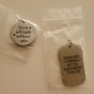 Engraved Metal Keychains with Fun Quotes